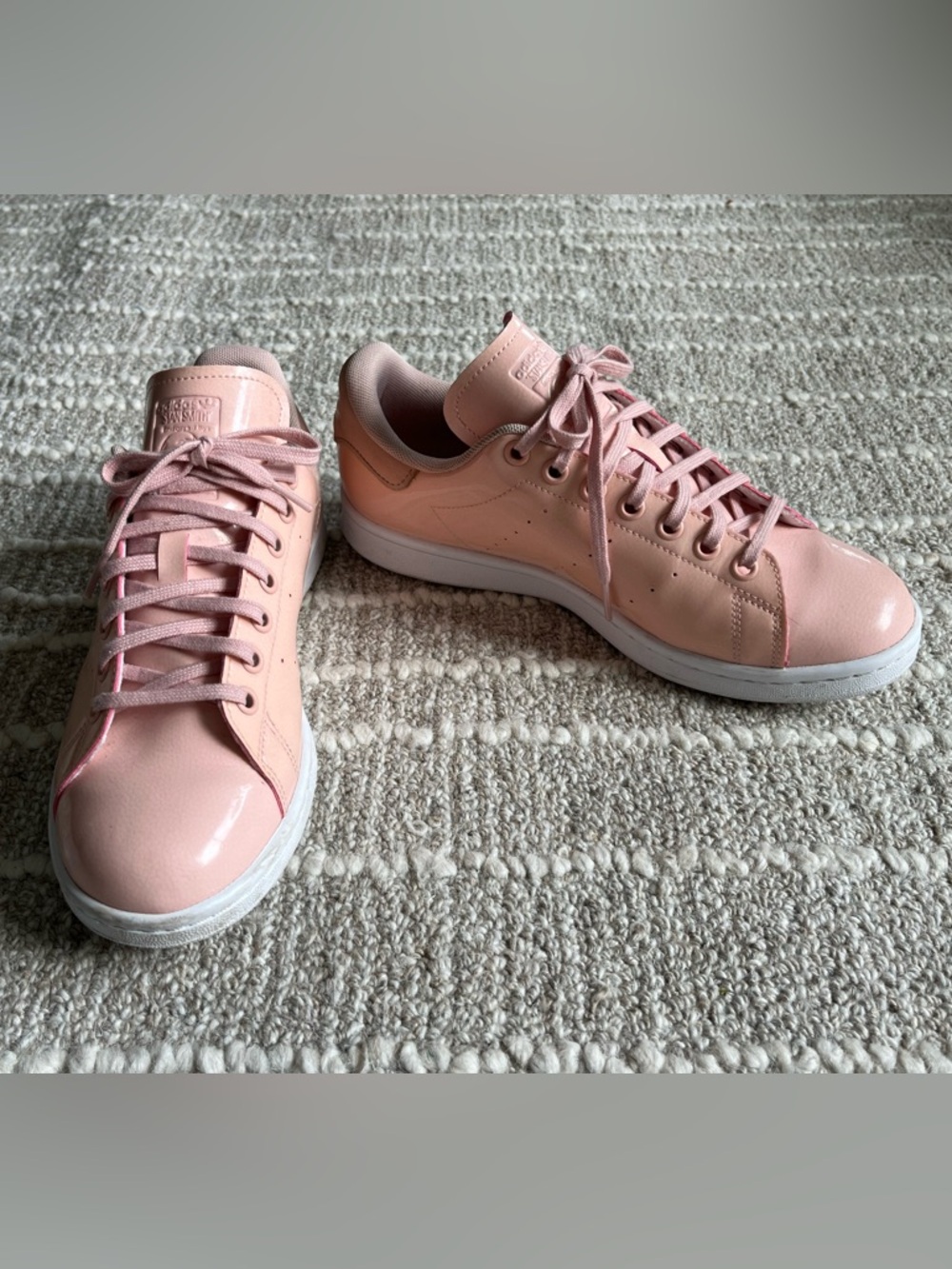 Adidas Stan Smith Women's Size 8 Pink Patent Leather Sneakers Tennis Shoes